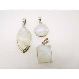 Pendant / Rainbow Moonstone ass shapes & sizes / Sterling silver
