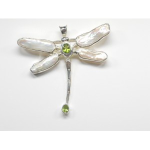 Dragonfly Pin/Pendant / Sterling Silver / Ass. Stones