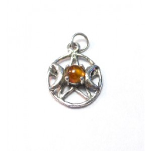 Pentagram Triplemoon Pendant (Small) / Sterling Silver