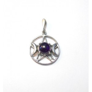 Pentagram Triplemoon Pendant (Large) / Sterling Silver