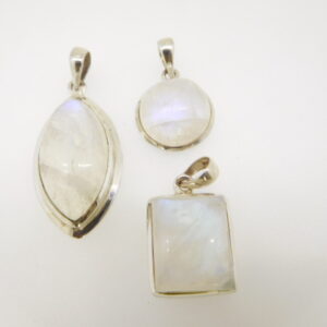 Pendant / Rainbow Moonstone ass shapes & sizes / Sterling silver